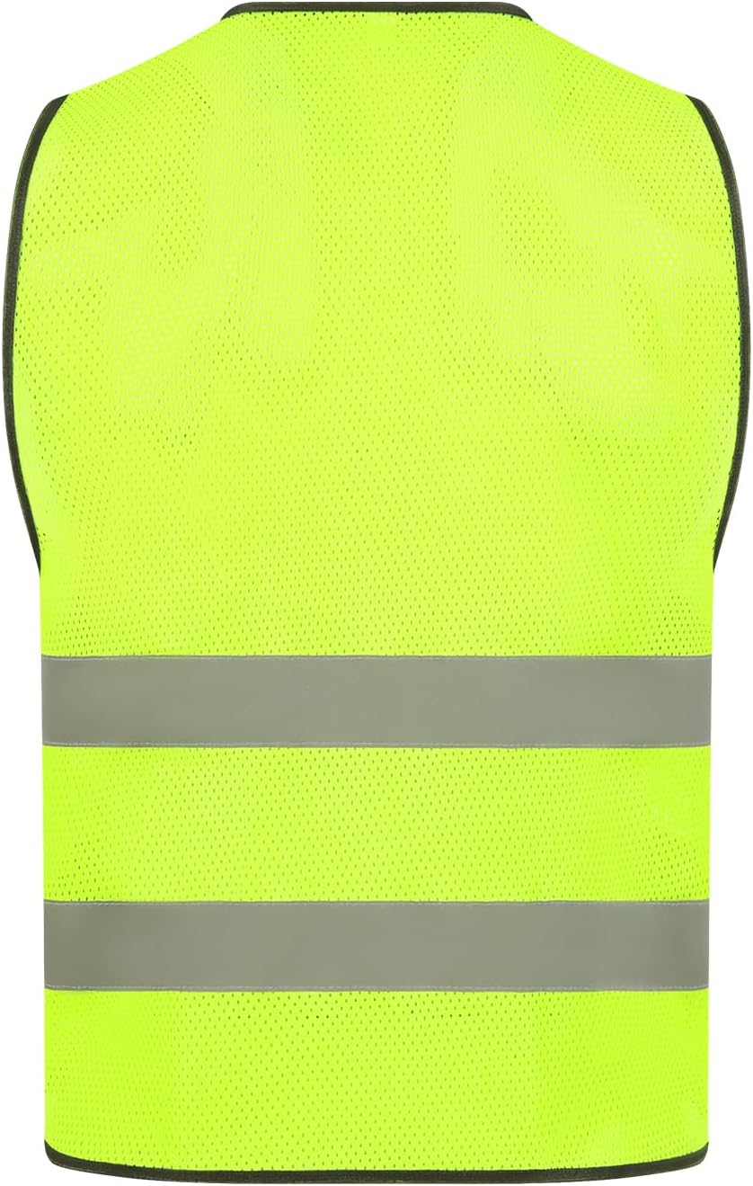 Reflective High Visibility Safety Vest for Men Women ANSI Class 2 Hi Vis Safety Vests Mesh Fabric Neon Work Jacket