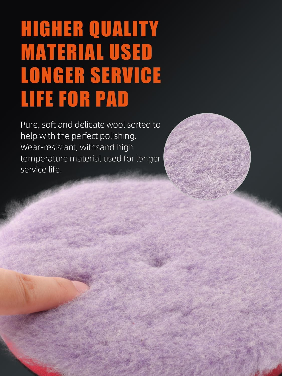 Wool Buffing Polishing Pads, 3Pcs 5" (125mm) Coarse Medium Cutting Car Wool Polishing Pads, Premium 100% Wool Cutting