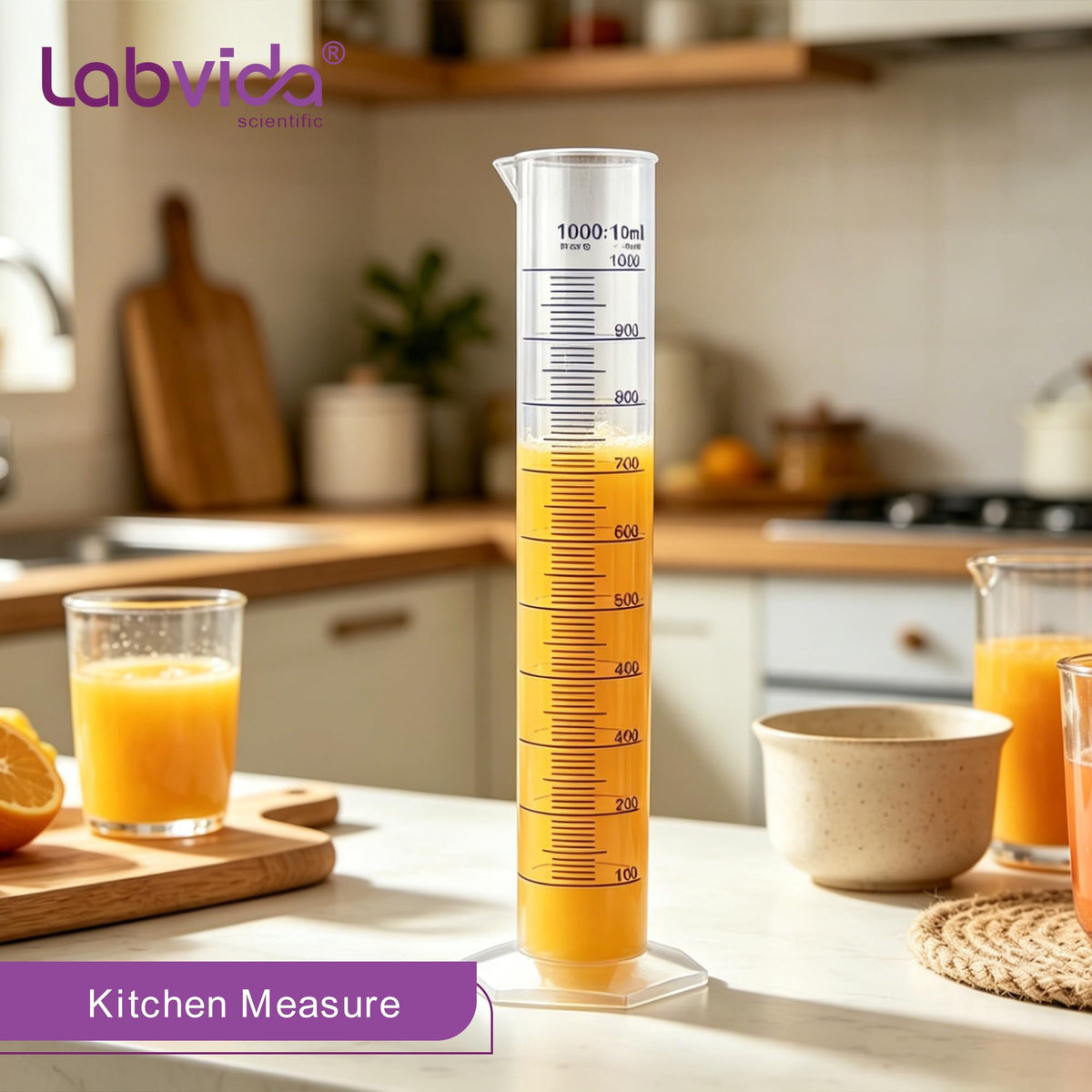 Labvida 2pcs Plastic Autoclavable Graduated Cylinders, 500ml 1000ml, LVF004