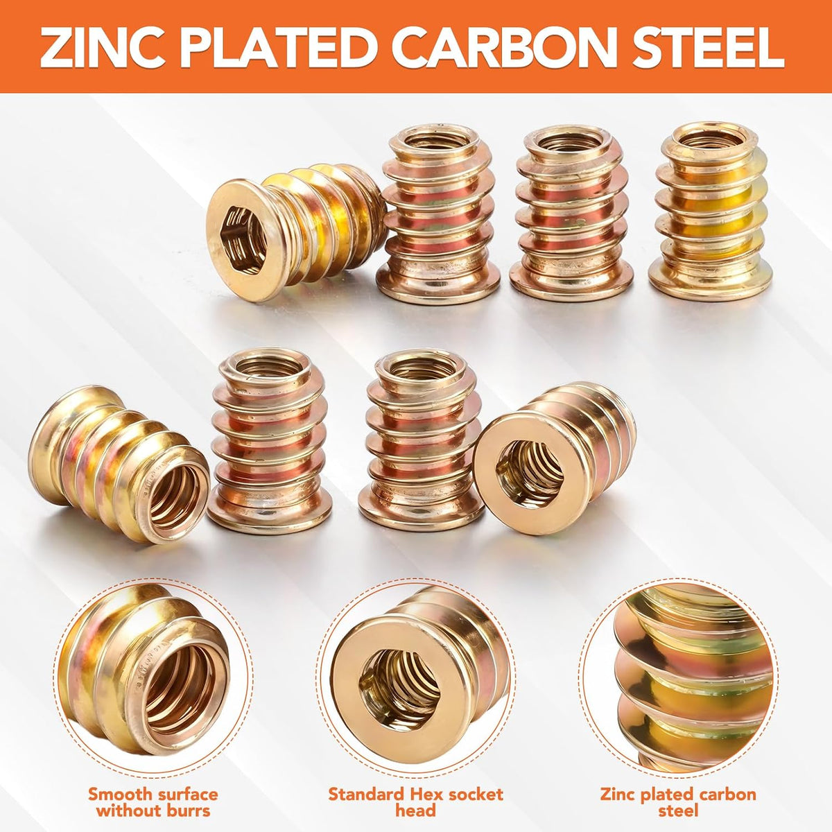32 Sets Threaded Inserts for Wood Furniture Screws