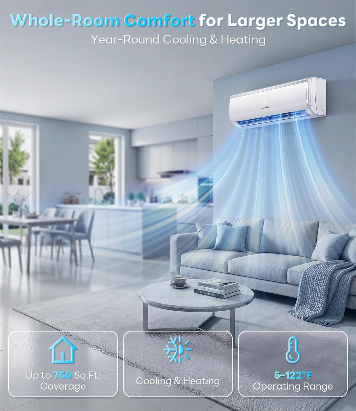 12000 BTU Mini Split Air Conditioner & Heater,20 SEER2,115V,WIFI