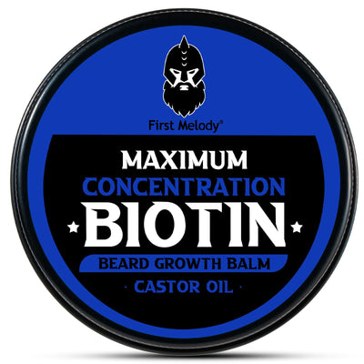 Beard Balm, 2X Thickening Biotin, with Castor Oil and Argan & Jojoba Oils, Promotes Beard Growth, Styles, Strengthens