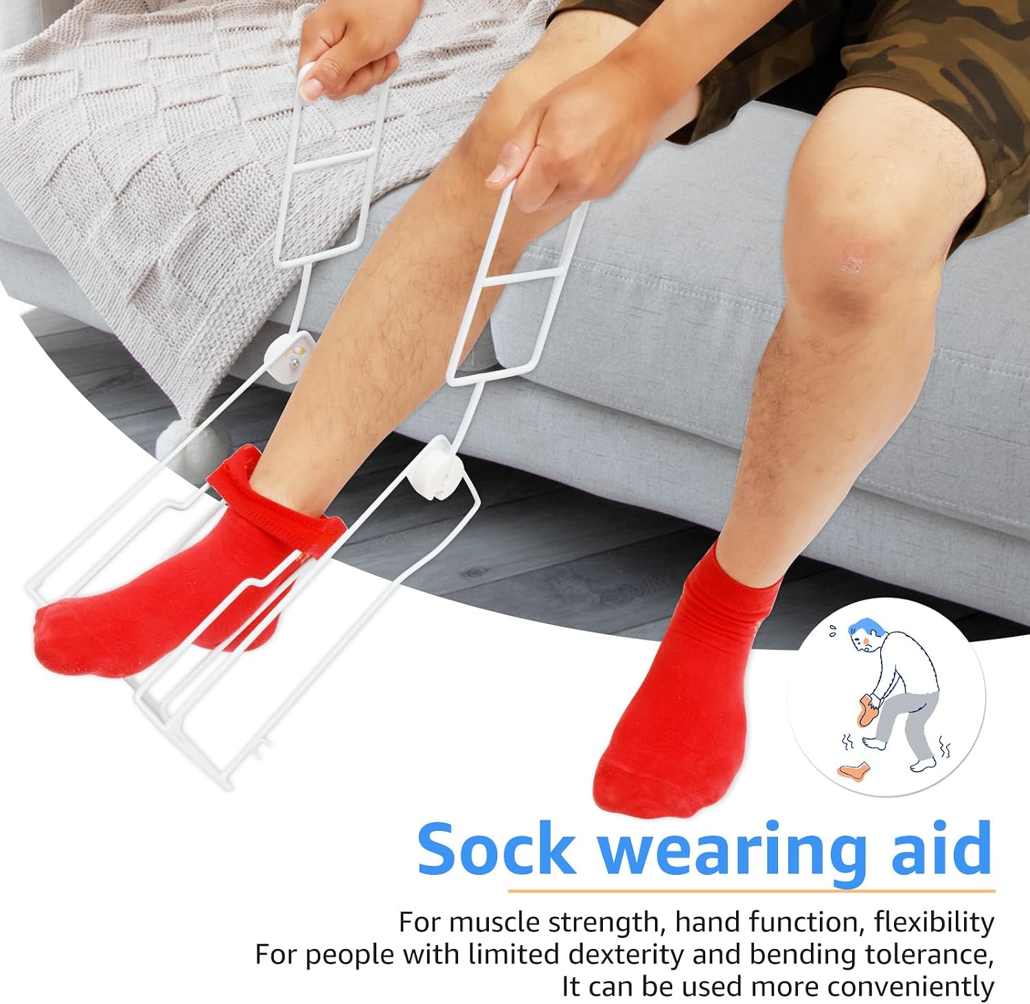 Stocking Donner Adaptive Dressing Aid with Foldable Handles, Compression Stocking Donner, Compression Stocking Aid