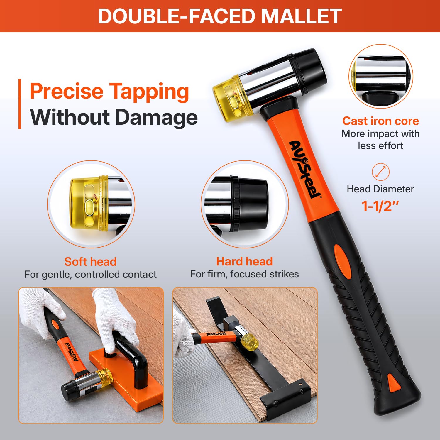 45-Piece Laminate Flooring Tools, Heavy Pull Bar, Solid Tapping Block with Handle, 40 Spacers, 33mm Double-Faced
