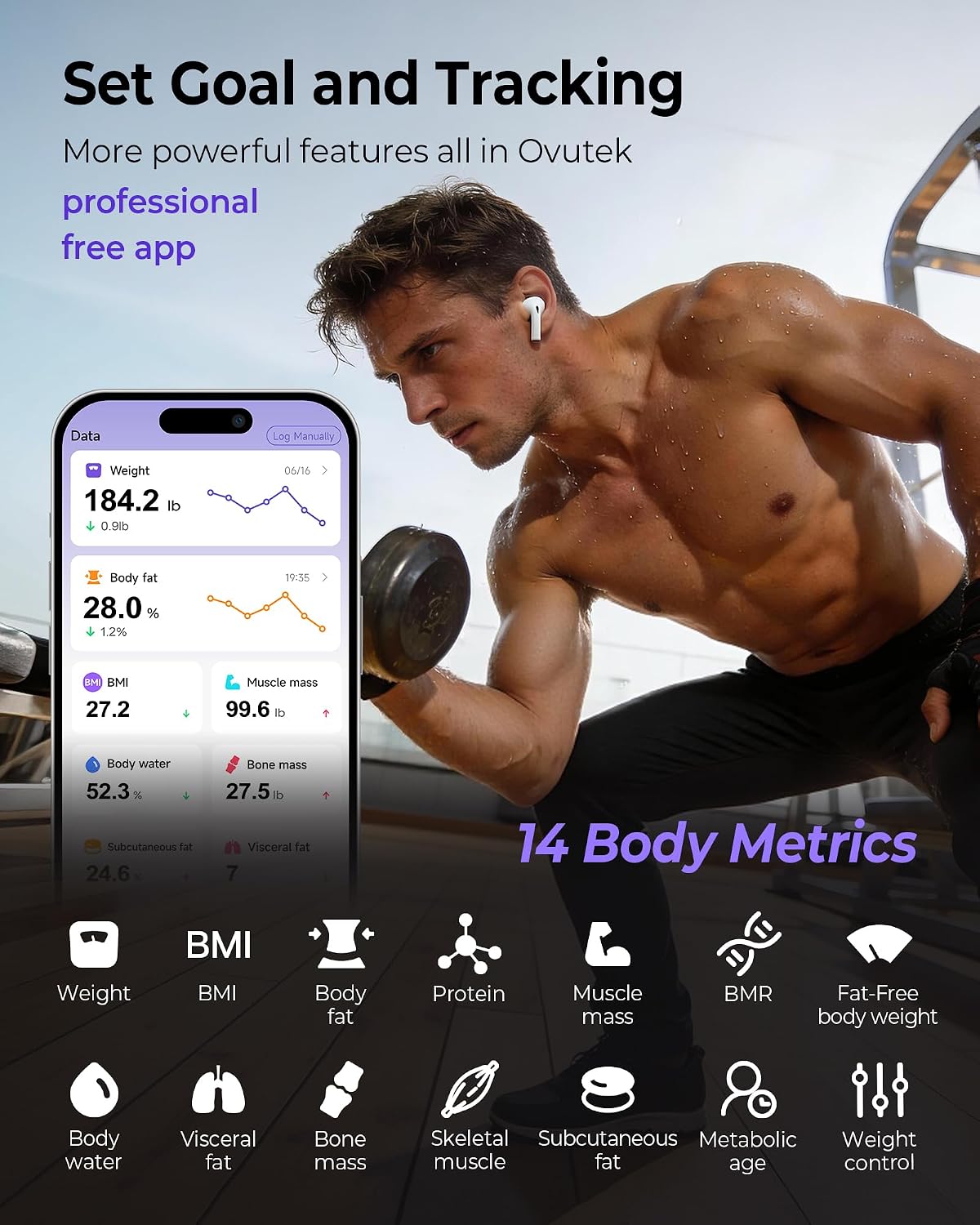 Smart Scale for Body Weight, Professional Bathroom Digital Scale with BMI, Body Fat, Muscle Mass, Most Accurate to
