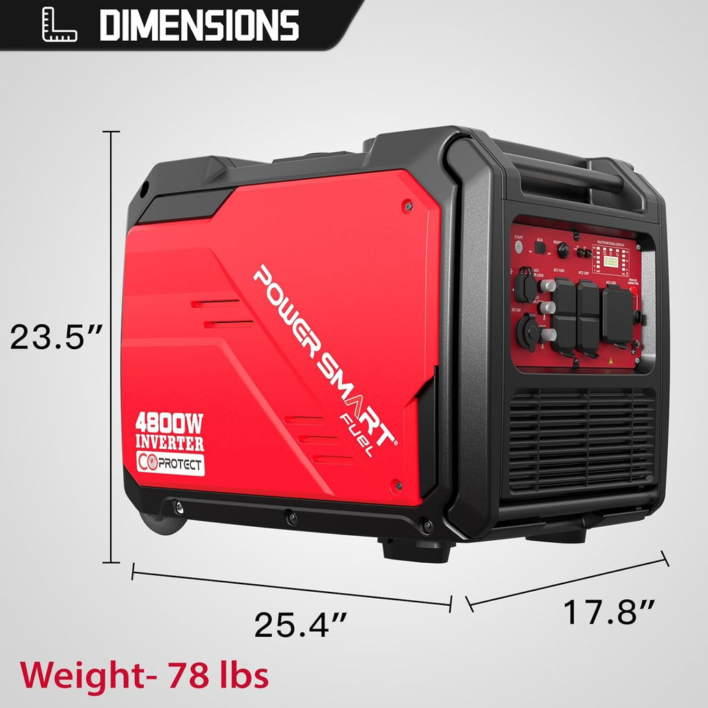 4800W Portable Inverter Generator,Parallel Ready&Electric Start Super Quite Gas Powered,RV Ready with 30A Outlet, EPA