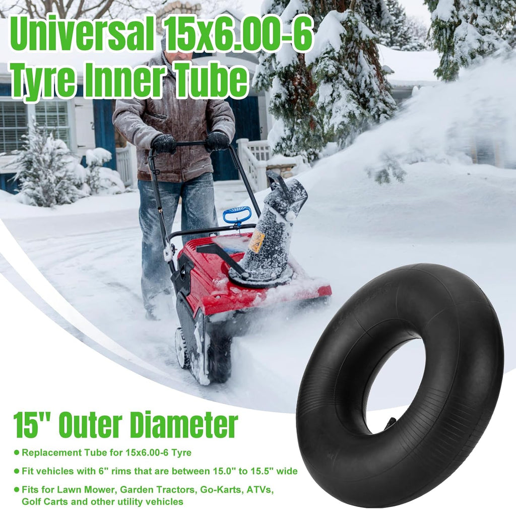 15x6.00-6 Inner Tubes with TR-13 Straight Valve Stem, 2 Pack | Heavy Duty 15x6-6 Replacement Lawn Mower Tire Inner