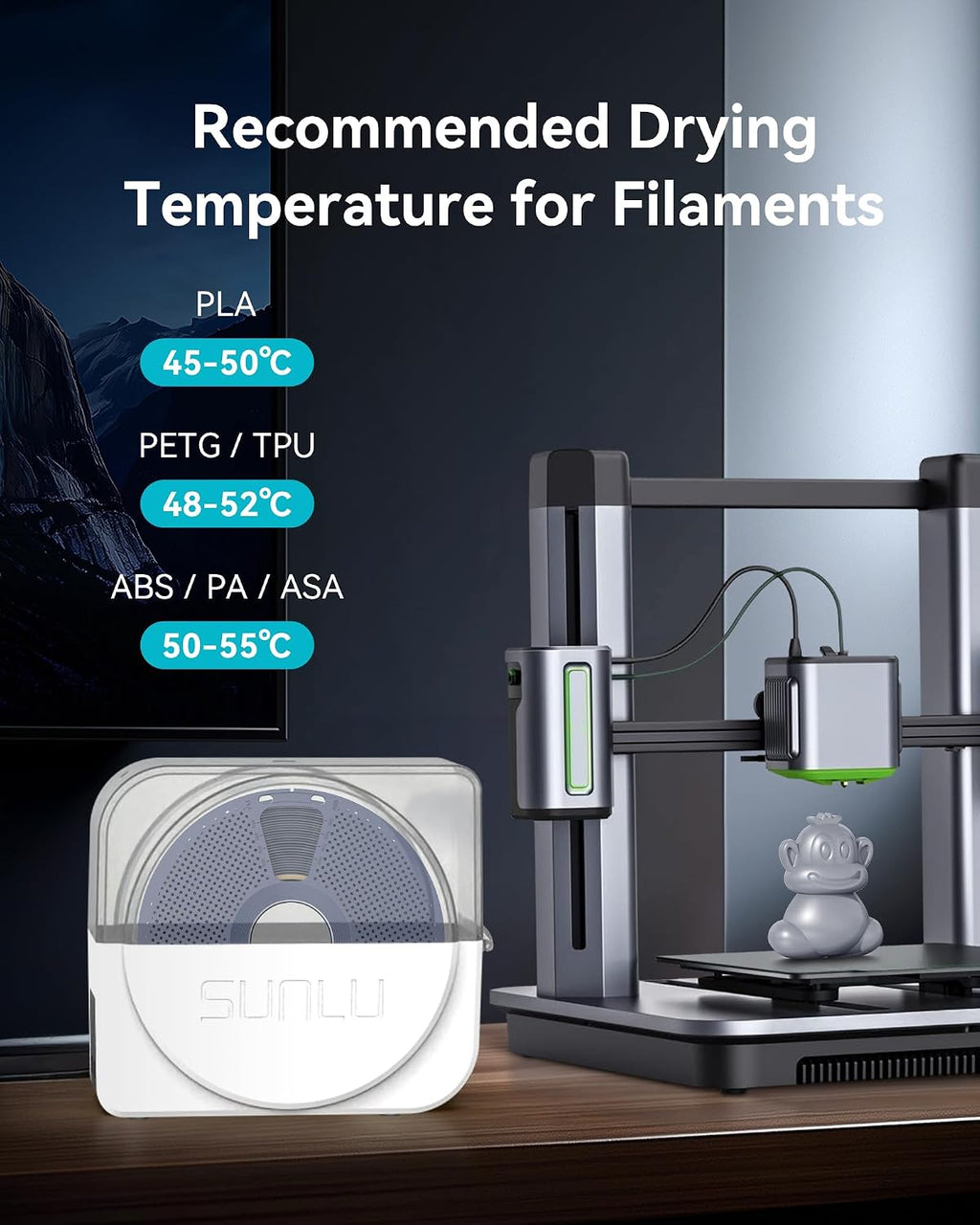 Filament Dryer Box 2026 New Upgrade S1 Plus, White | Fan Design, Keeps 1.75 2.85 3.00mm Filament Dry, Compatible with