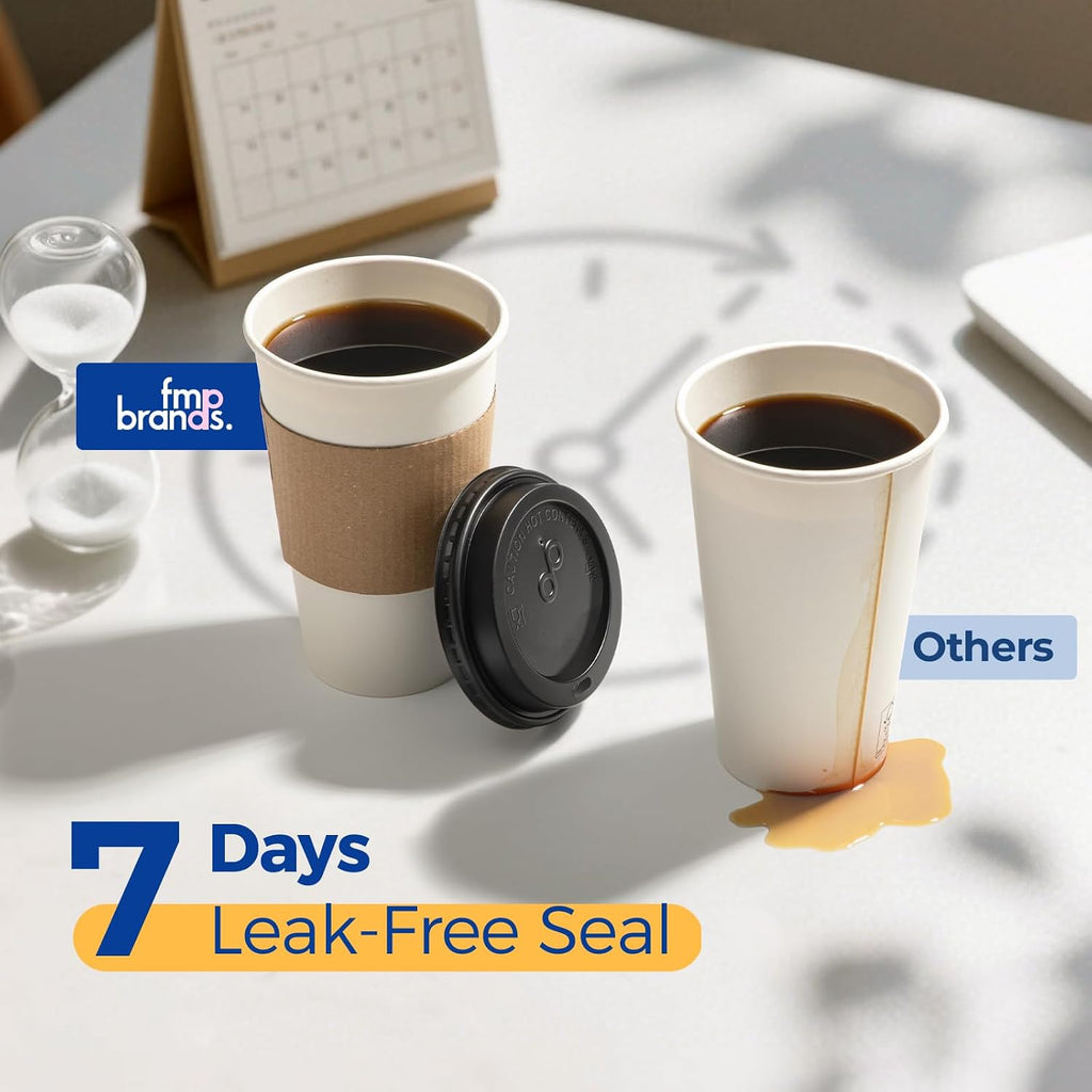 16 oz 100 Pack To Go Coffee Cups with Lids and Sleeves