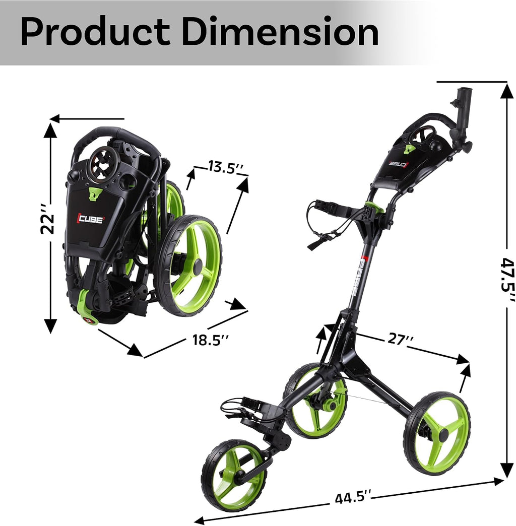 Cart - 3-Wheel Golf Push Cart
