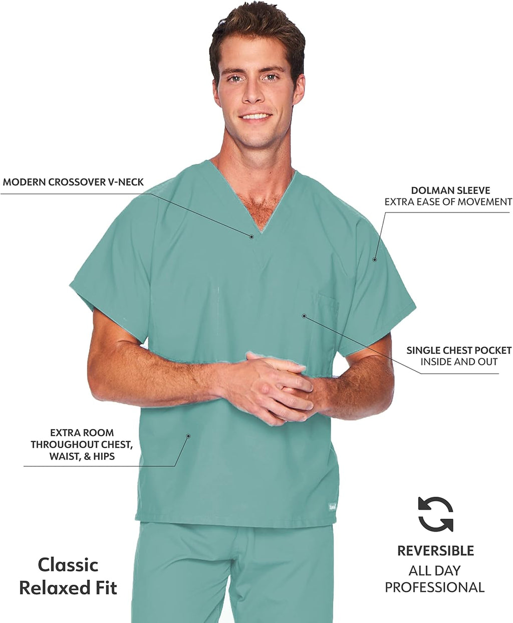 Essentials Unisex Relaxed Fit 1-Pocket V-Neck Scrub Top 7502