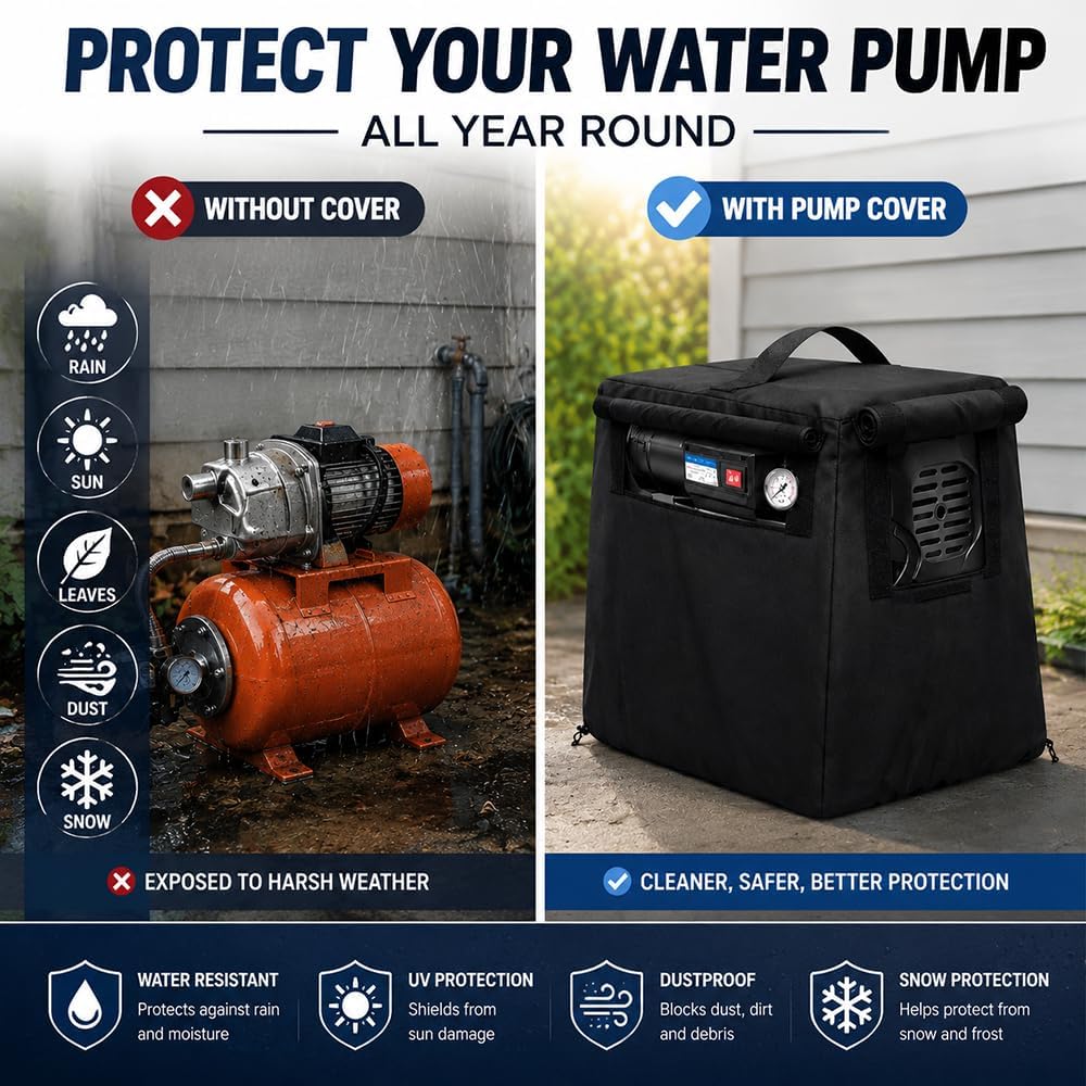 Water Pump Cover for Outdoor Use for Flotec FP4105 2000–2005, Well Pump Cover Weather Resistant Protection, for Garden Sprinkler Pump and Booster Pump