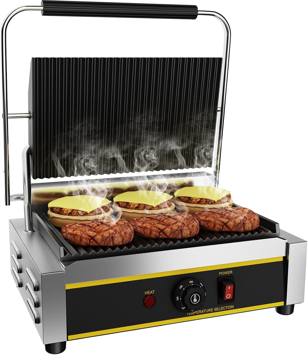 Commercial Panini Press Grill, 1800W Electric Sandwich Panini Maker