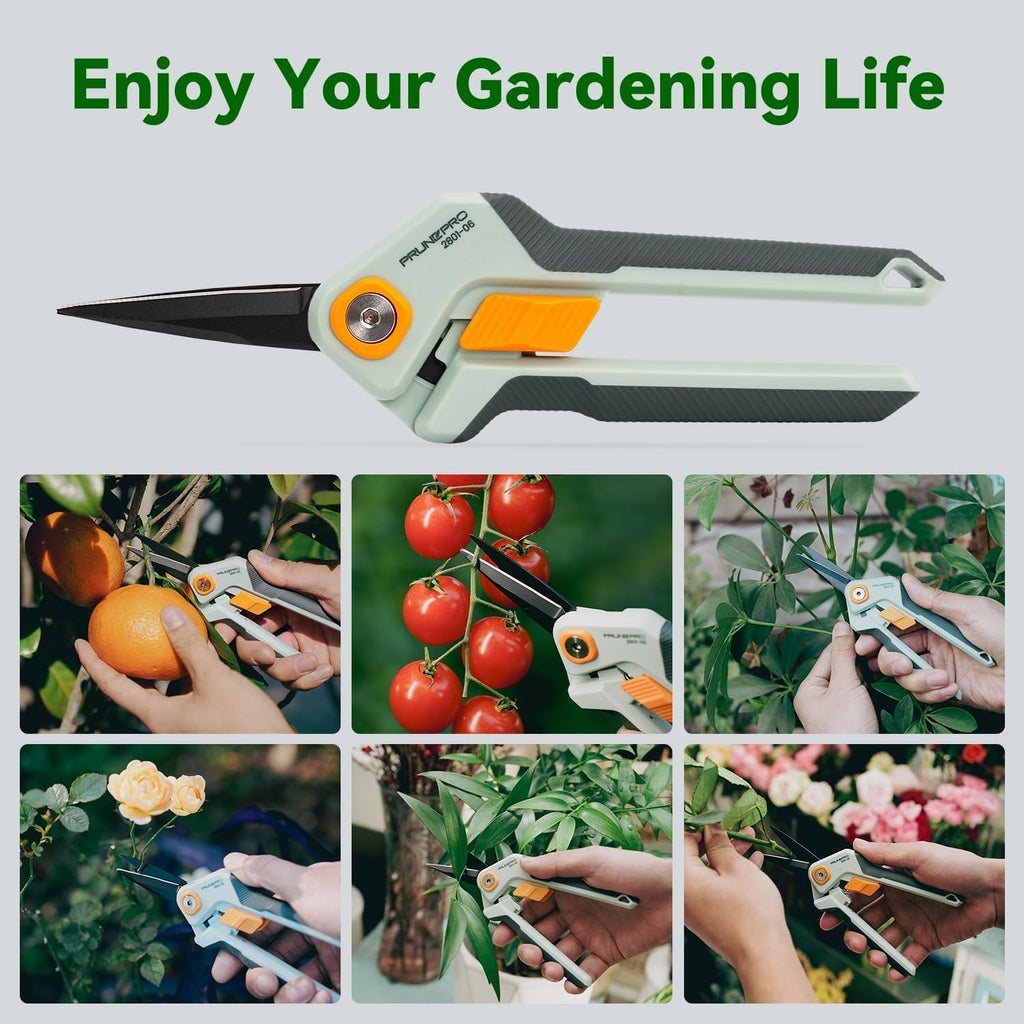 Garden Scissors Pruning Shears Sharp Stainless Steel Non-Stick Teflon Coating Blade for Precise Cuts Garden Snip