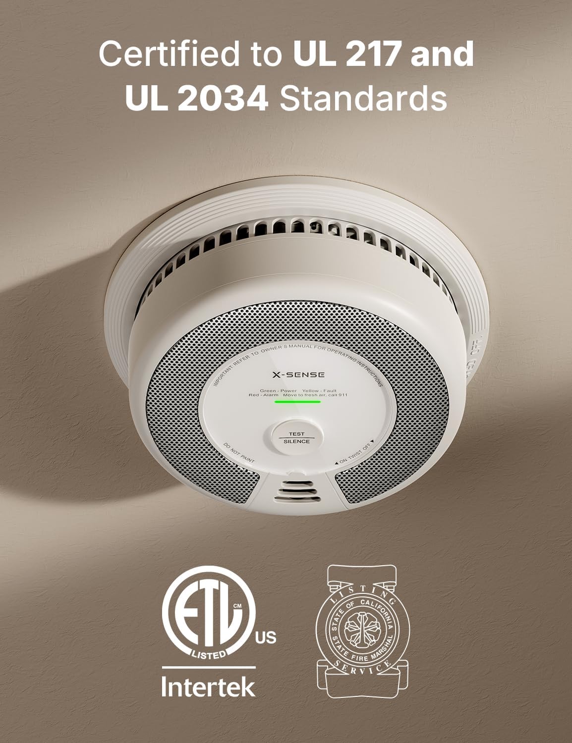 Smoke Detector Carbon Monoxide Alarm Combo 10-Year Battery, UL 217 & UL 2034 Certified, Model SC06, 1-Pack | 10-Year