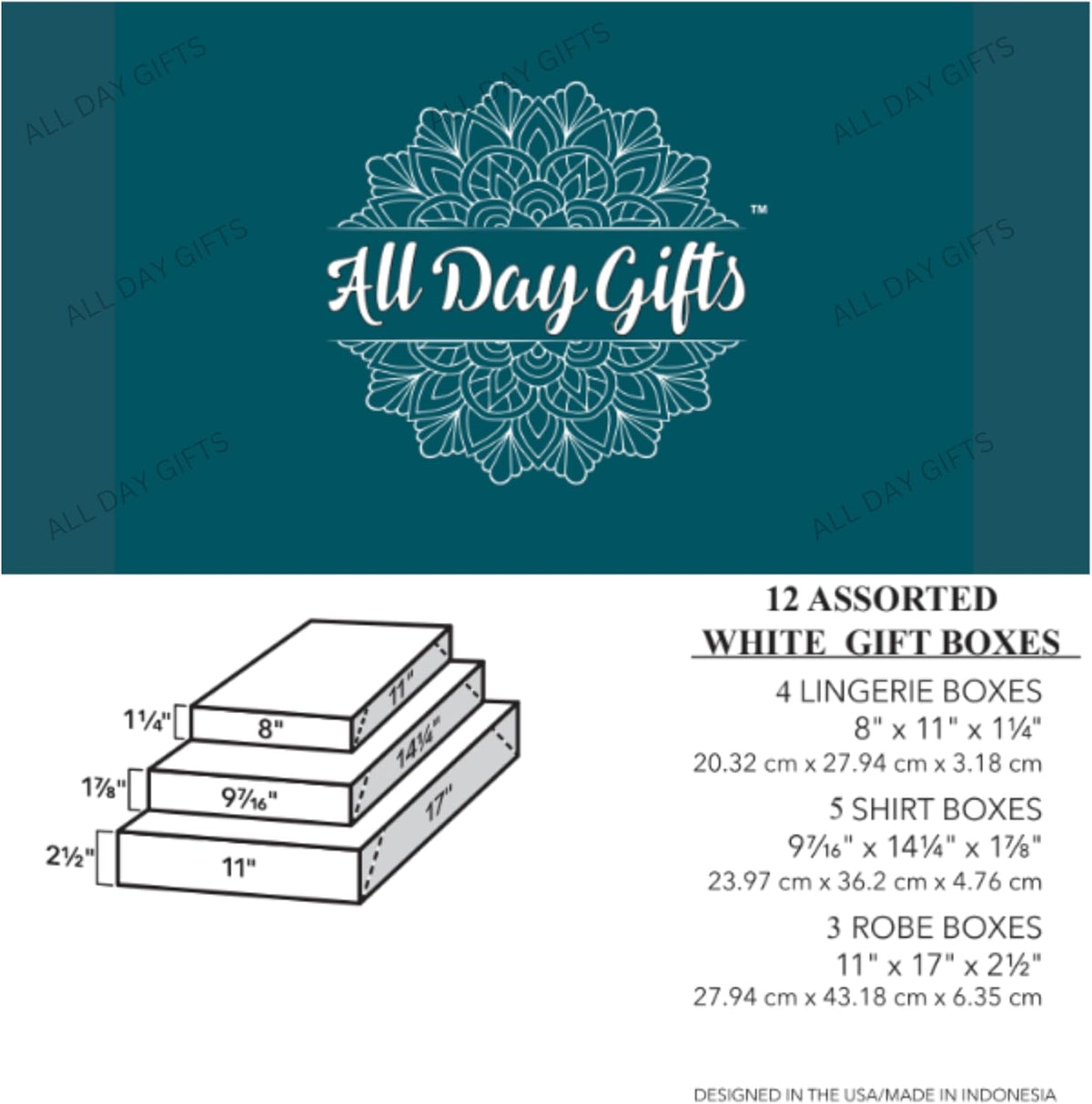 12-Pack White Gift Boxes with Lids – Multi-Pack Gift Wrap Boxes for Clothes, Apparel, Christmas and Birthdays