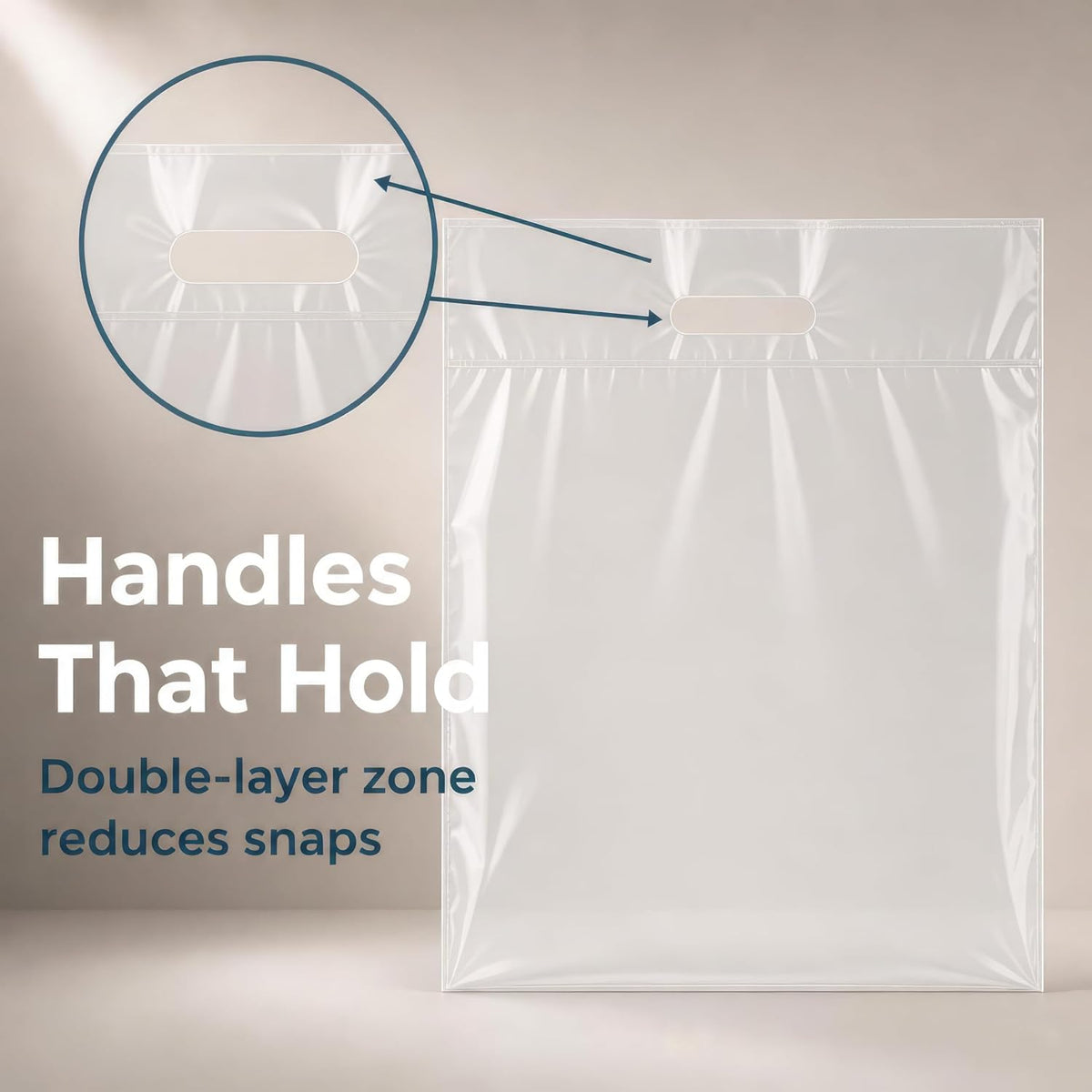 16x18 Large Plastic Shopping Bags for Small Business with Handles, Clear