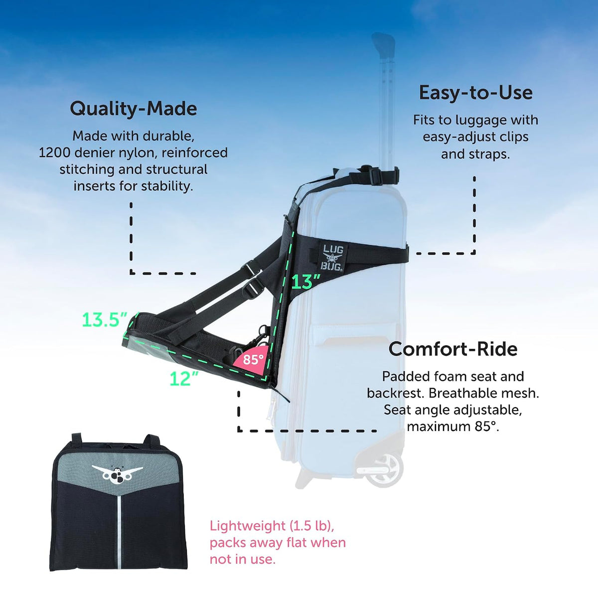 Travel Seat for Kids, The Original and Patented Ride-On Suitcase for Toddlers, Child Carrier for Carry-On Luggage