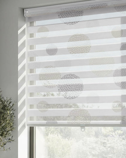 Cordless Zebra Blinds for Windows, Oatmeal Sphere, 27" W x 42" H