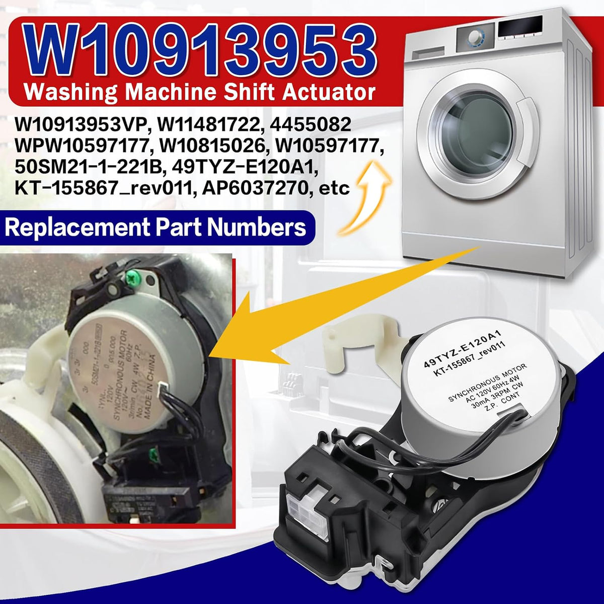 WTW4850HW1 MVWC465HW2 Washer Shift Actuator Fit for Whirl-pool May-tag