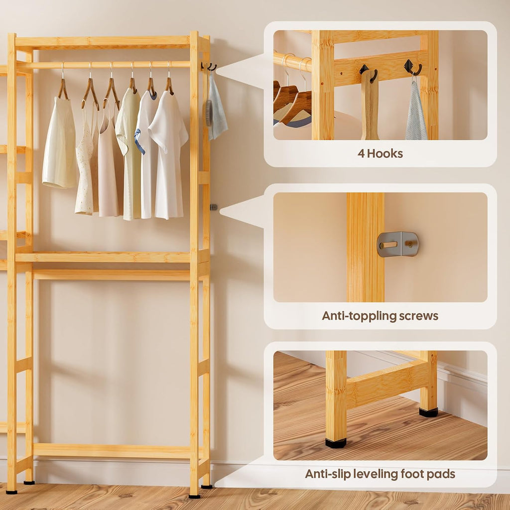 Over The Washer Dryer Storage Shelf: Bamboo 5 Tiers (Natural)