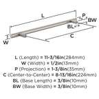 8-13/16" Bar Pulls Satin Nickel Drawer Pull