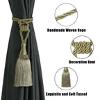 4 Pack Tassel Curtain Tiebacks Handmade Holdbacks (Dark Beige)