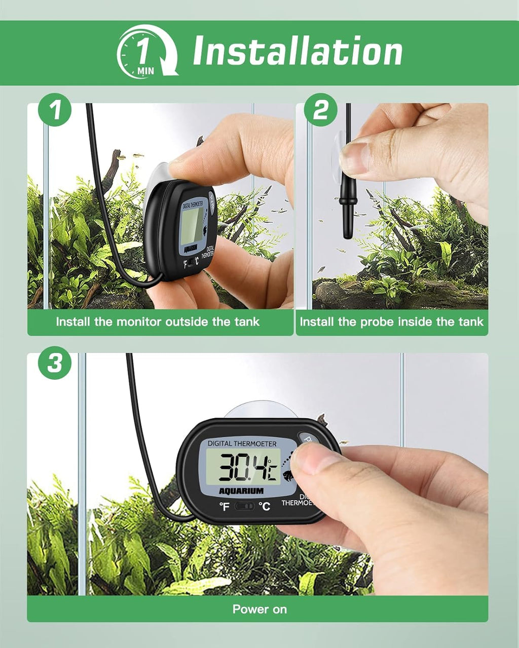 Petbank LCD Digital Aquarium Thermometer Fish Tank Water Terrarium Temperature