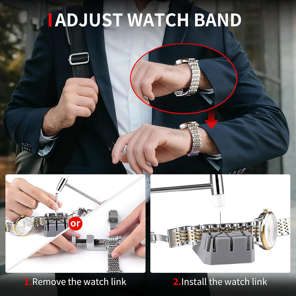 151 PCS Professional Watch Repair Tool Kit, Includes Watch Battery Change Kit, Watch Case Opener, Link Remover