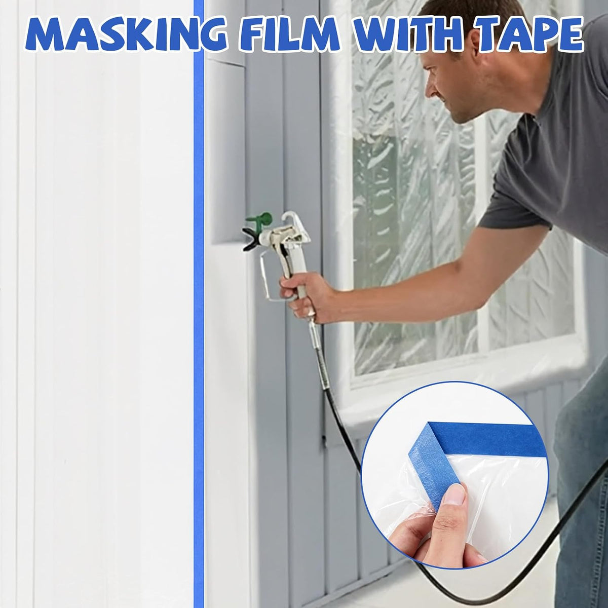 Pre-Taped Painter Plastic Sheeting for Painting 106IN x 88FTx 4Roll