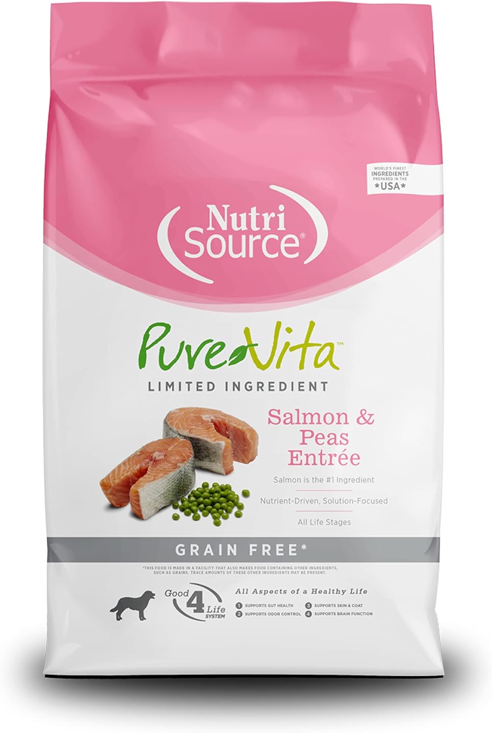 Pure Vita Limited Ingredient Grain Free Dry Dog Food, Salmon and Peas, 25LB