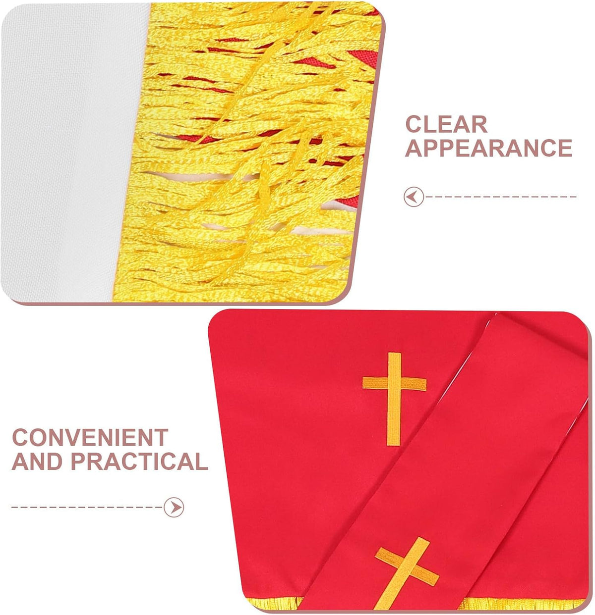 Reversible Church Parament Set with Embroidered Cross Red White