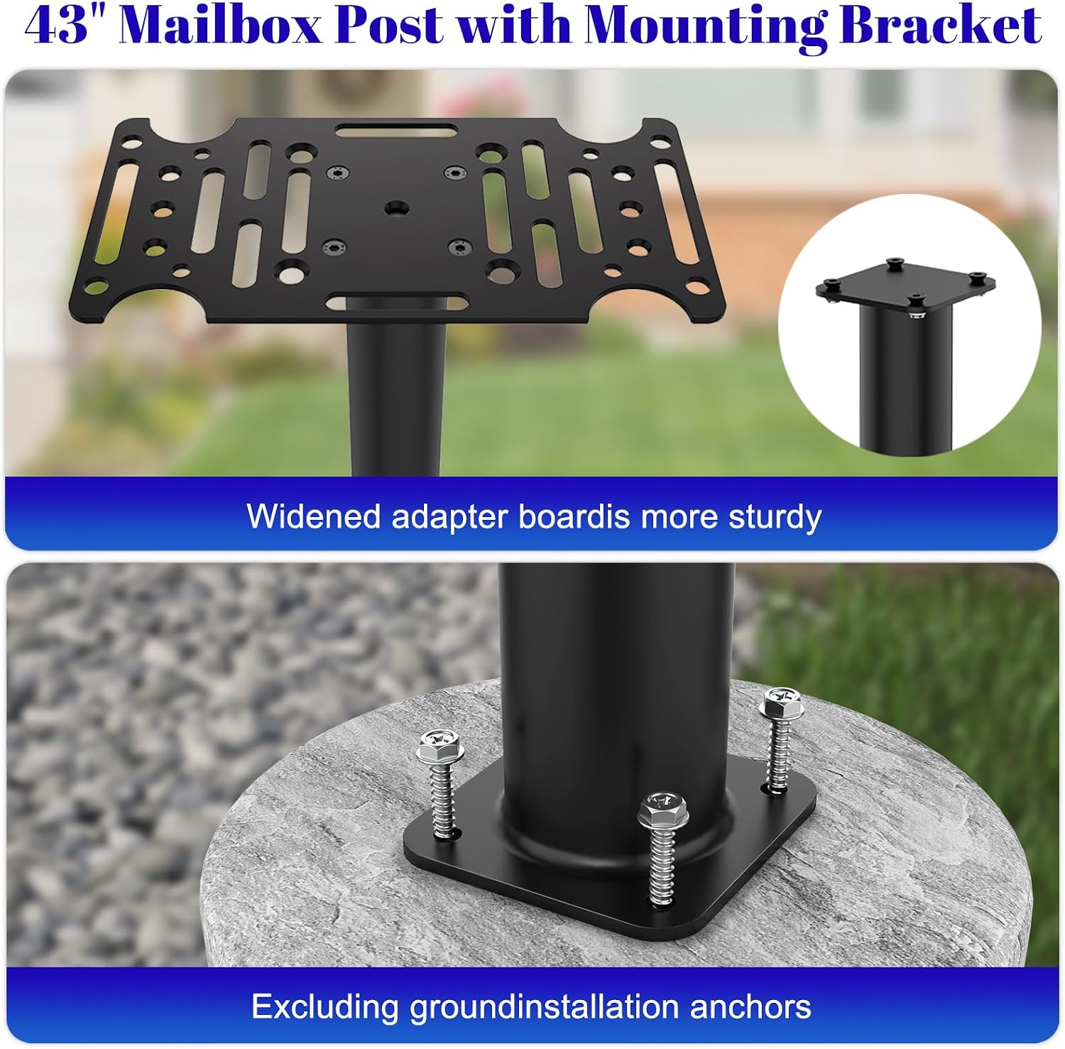 43" Tall Mailbox Post with Mounting Bracket for Outdoor Mailboxes | Mounting Post for Use with Mailbox Bracket,Heavy