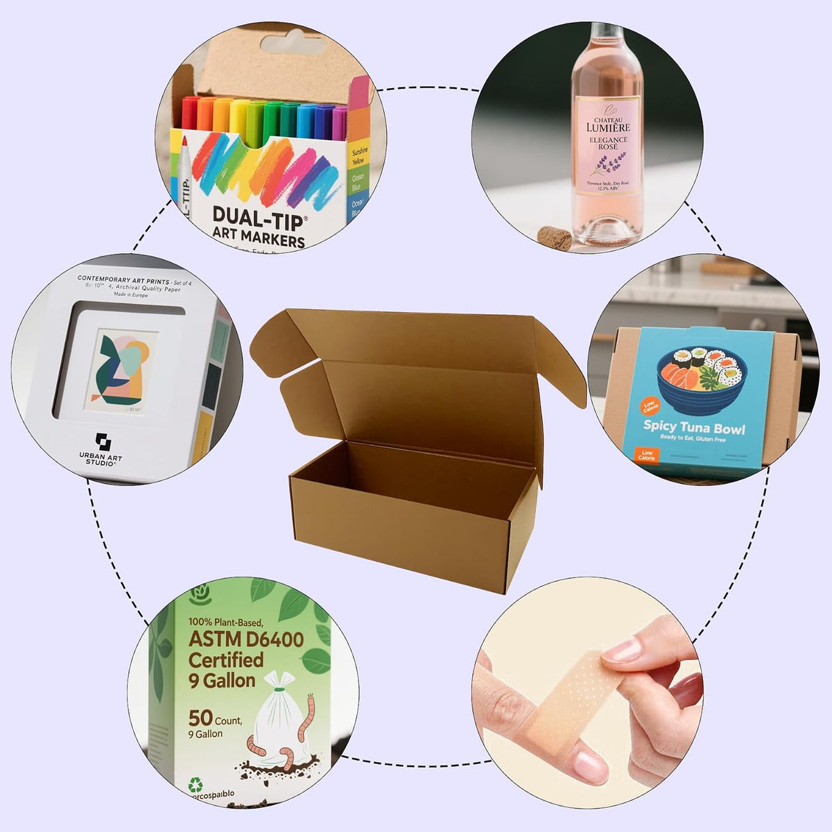 12x6x4 inch Shipping Boxes Bulk 20 Pack, Brown Corrugated Cardboard Mailers