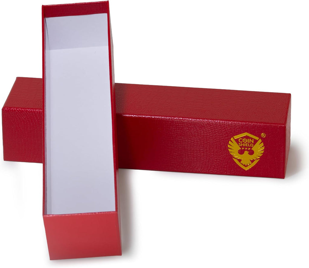 9 Inch Red Single Row 2x2 Coin Flip Box Storage Holders 2x2x9