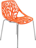 Asbury Modern Dining Chair Orange Color, Polypropylene Seat with Chrome Legs, Comfortable Solid Back Kitchen and