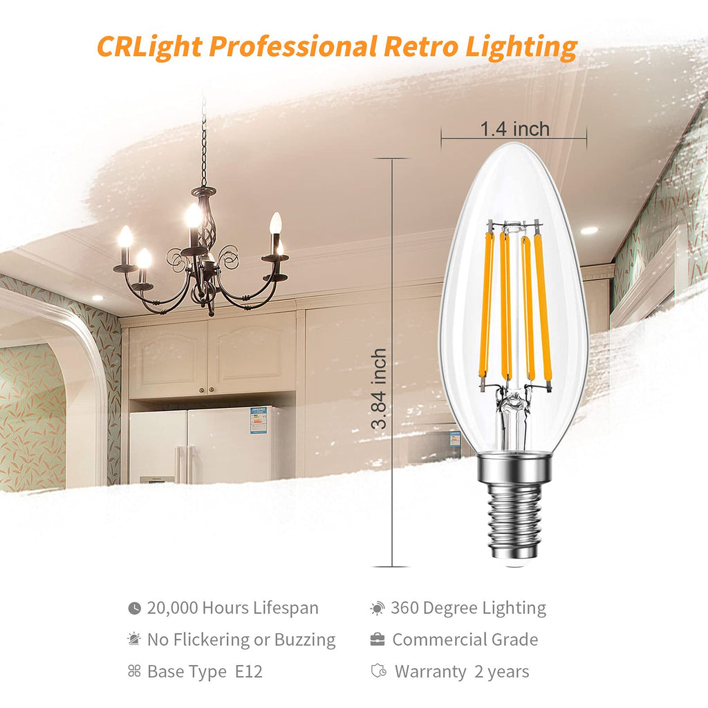 B11 E12 LED Bulbs, Dimmable 4W, 3000K Soft White, 40W Equivalent