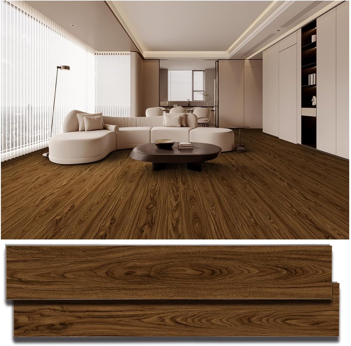 SPC Click Lock Luxury Vinyl Flooring Plank | 21.4 Sq.Ft | Thick 5 mm | Wood Floating LVP Floor Tile| 100% Waterproof