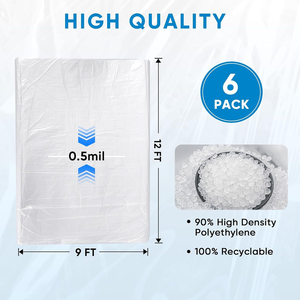 12 x 9 Ft Plastic Drop Cloth for Painting, Waterproof Painters Plastic Sheeting, Painting Tarp for Furniture Cover