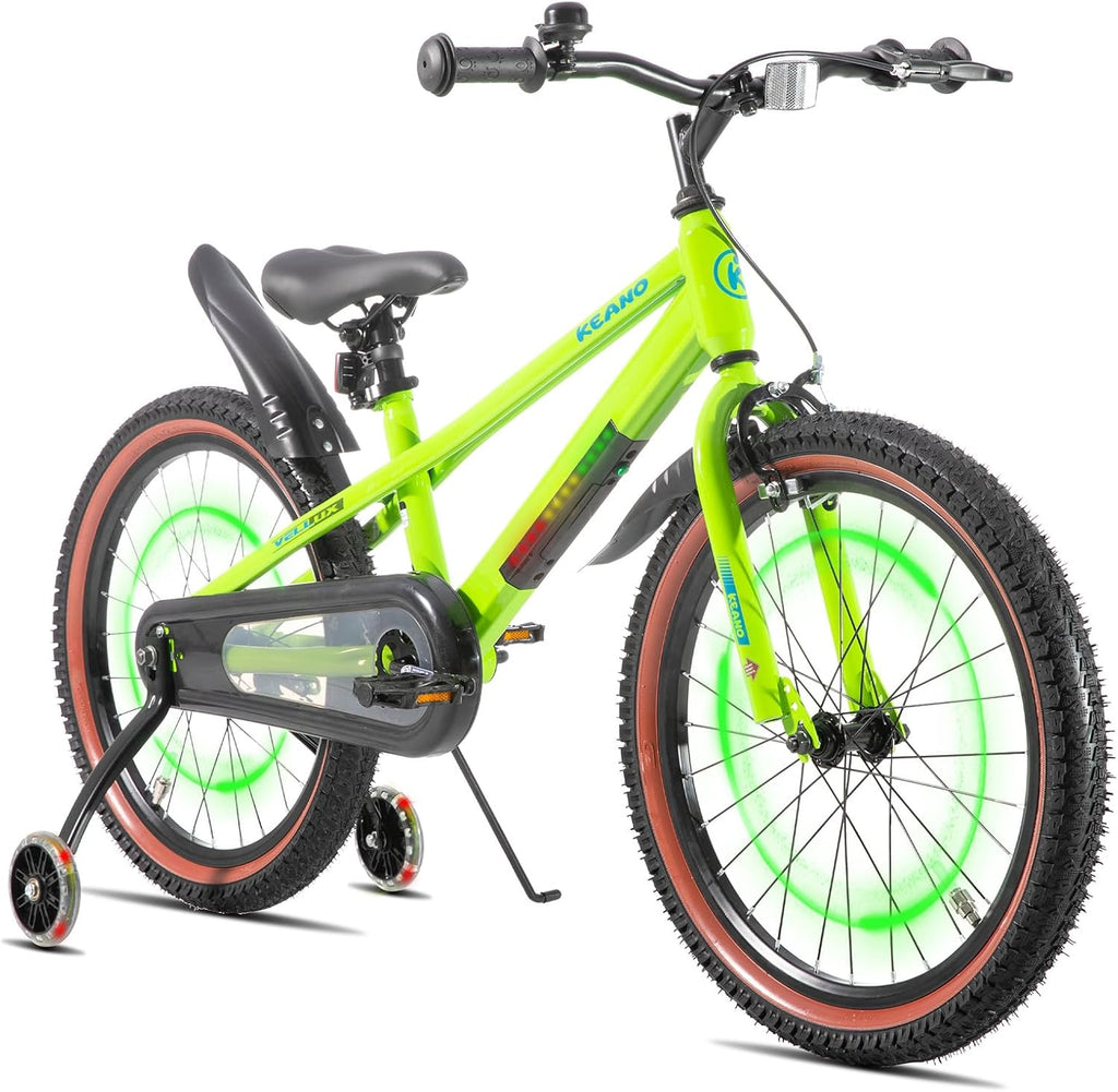 12-20" Kids Bike for 3-10 Yrs, Light-Up Training Wheels | Light-Up Frame Kids' Bicycle for Boys Girls Ages 3-10 First