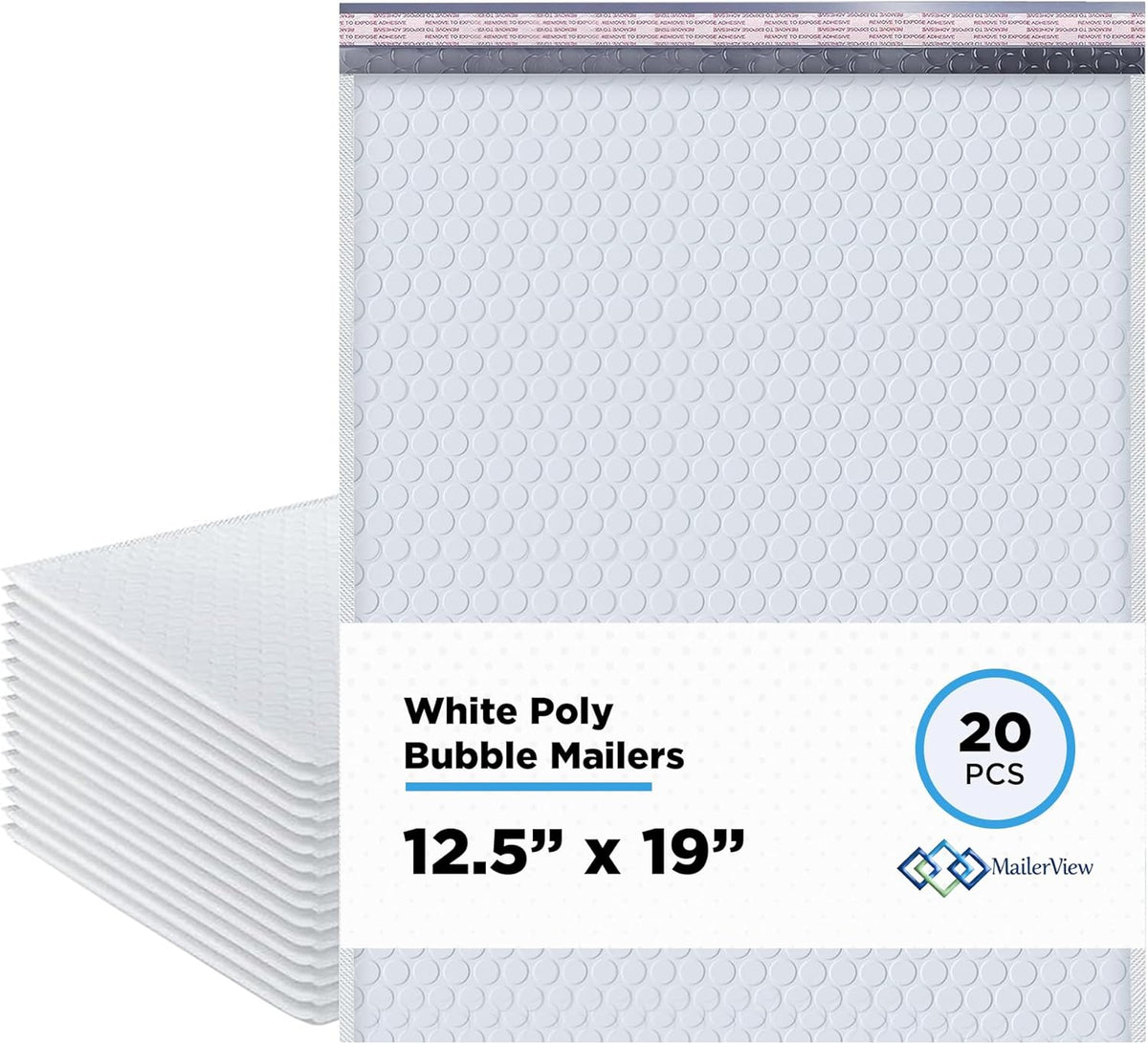 Arctic White Bubble Mailers 12.5x19 Poly Padded Envelopes #6 20 Pack