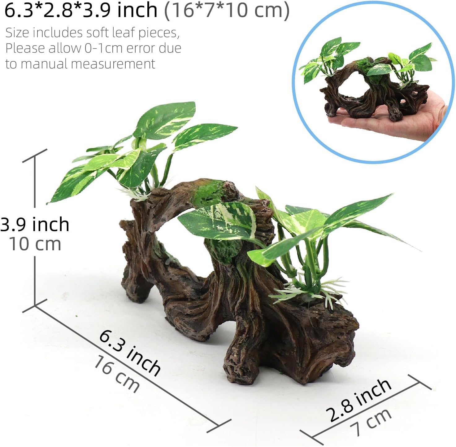 Fish Tank Decorations Artifical Driftwood Cave Aquarium Decor Ornaments Silk Aquarium Plants for Betta Fish Tank