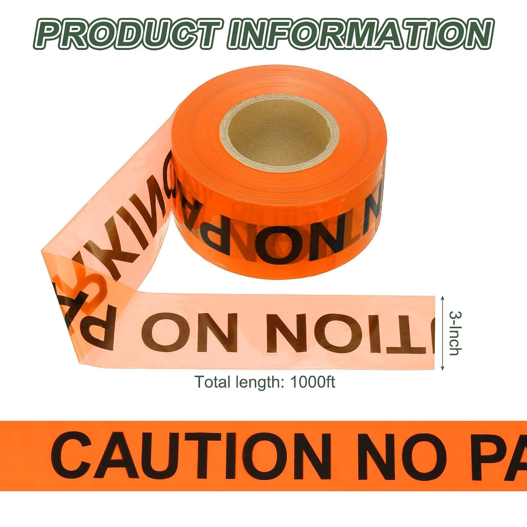 1000ft x 3" Warning Tape, High-Visibility PE Floor Marking Roll Caution Tape for Flagging Construction Outdoor