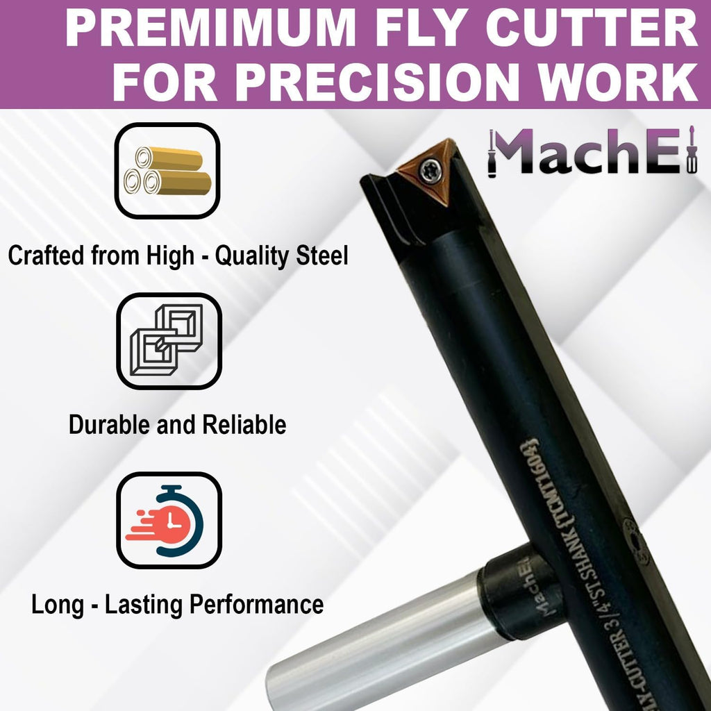 MachEl New Balanced Design 9″ Fly Cutter Indexable Type with 3/4″ Straight Shank Single Insert Face Milling Cutter TCMT1604 Insert Included Torx Screw & Star Key Included