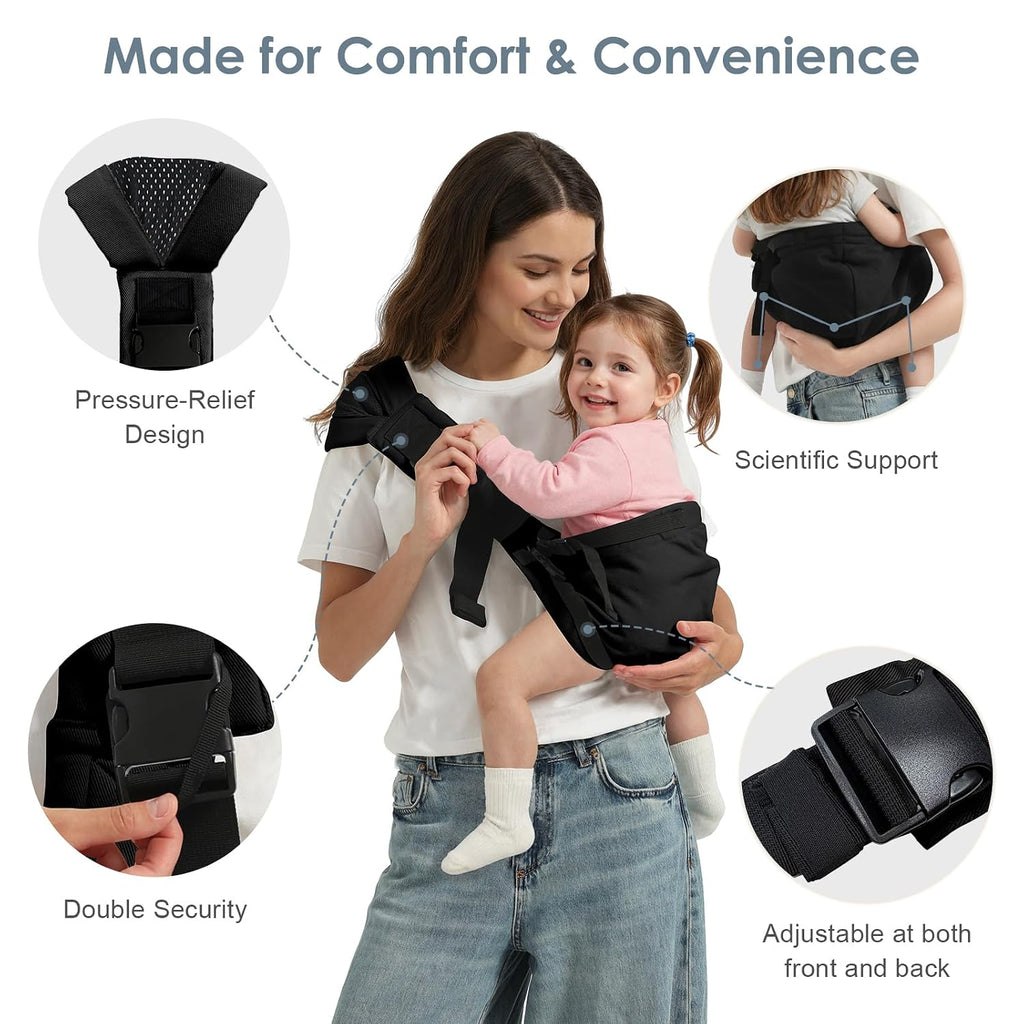 Toddler Carrier Sling Carry for 8-40lbs, Adjustable Baby Carrier Sling One Size Fit All, Hip Seat Newborn Baby