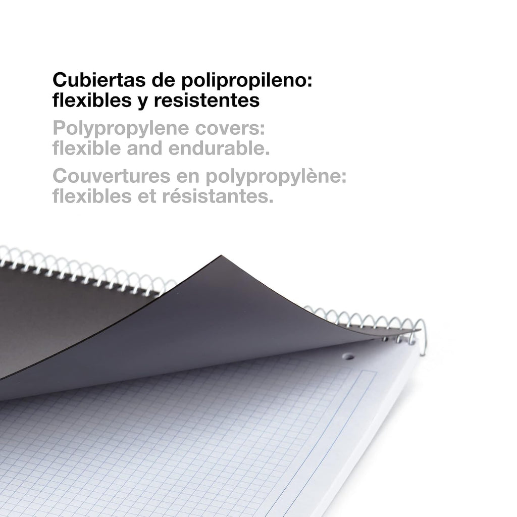 Miquelrius 8.25 x 11.75 A4 Wirebound Notebook, 6-Subject, Graph Paper, Black (2824)