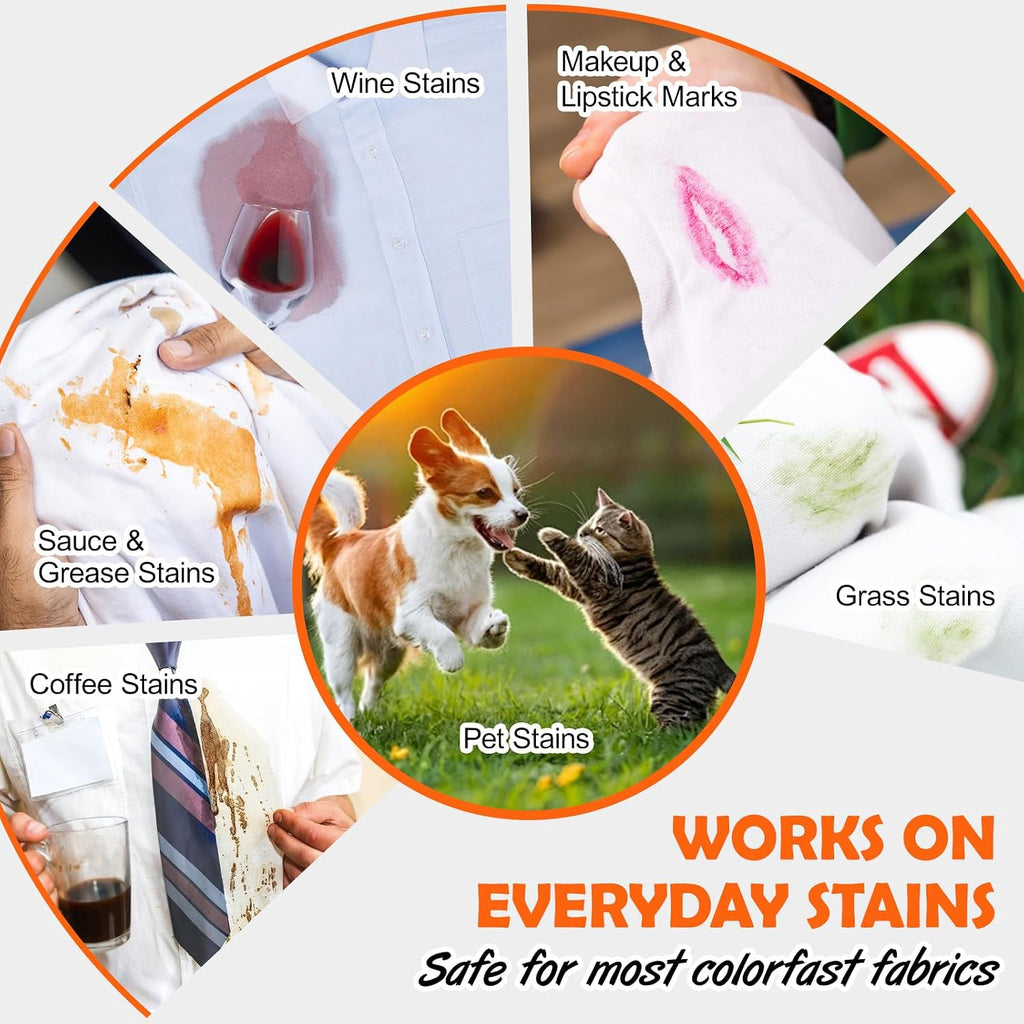 48CT Stain Remover Wipes,Portable Travel-Size Laundry Wipes for Clothes