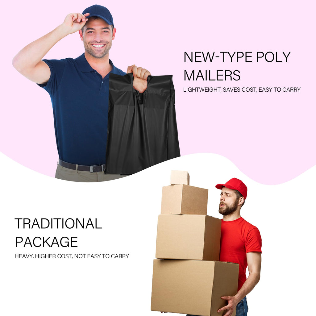 Poly Mailers 10x13 Inch, 100 Pack, Black Self-Seal Handle Bags