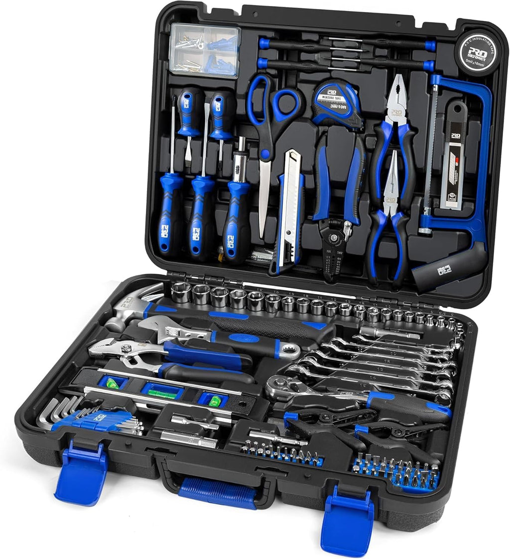 259-Piece Tool Kit, General Household Hand Tool Set with Plastic Storage Toolbox, Portable Complete Repair Tool Box
