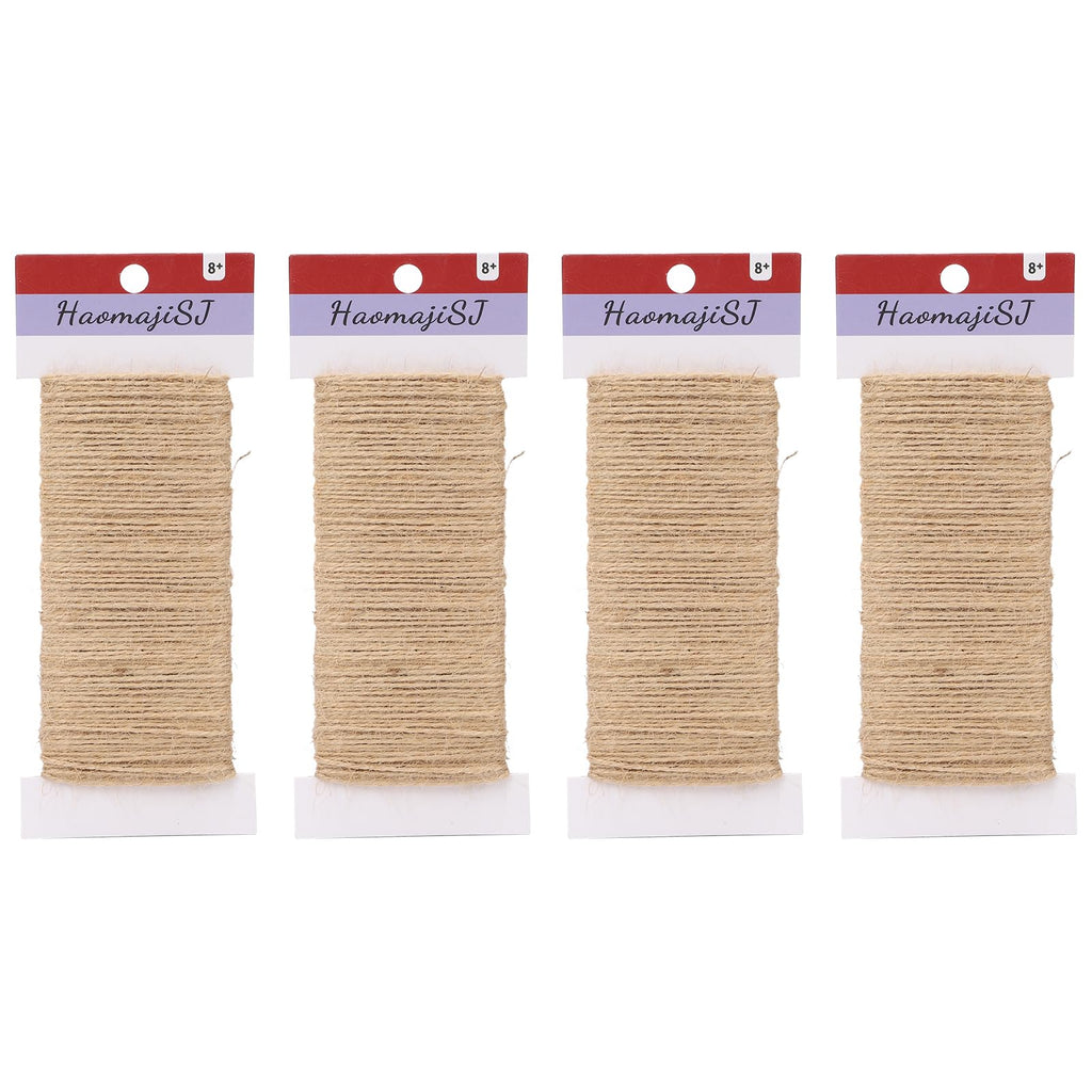 1.5mm 4Pack Brown Natural Jute Twine 656FT Total for Gift Wrap, DIY Crafts